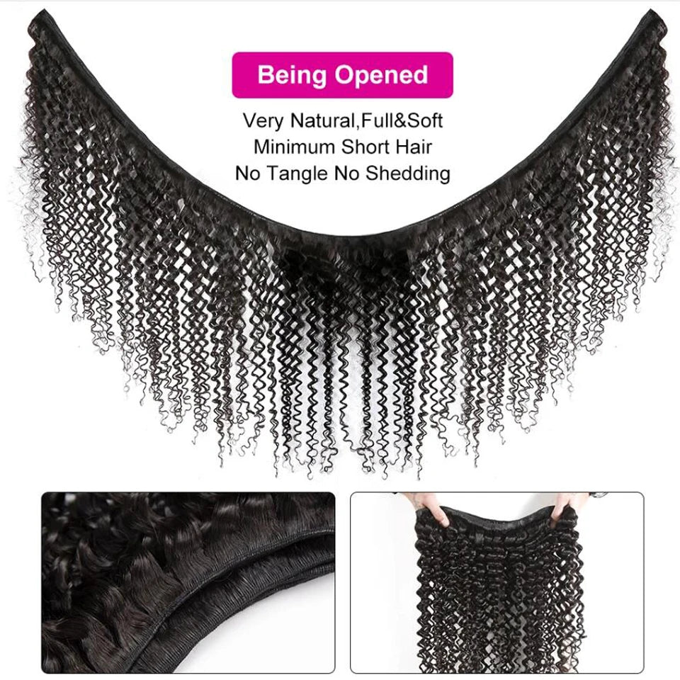 30 40 Inch Curly Human Hair Loose Bundles 100% Brazilian