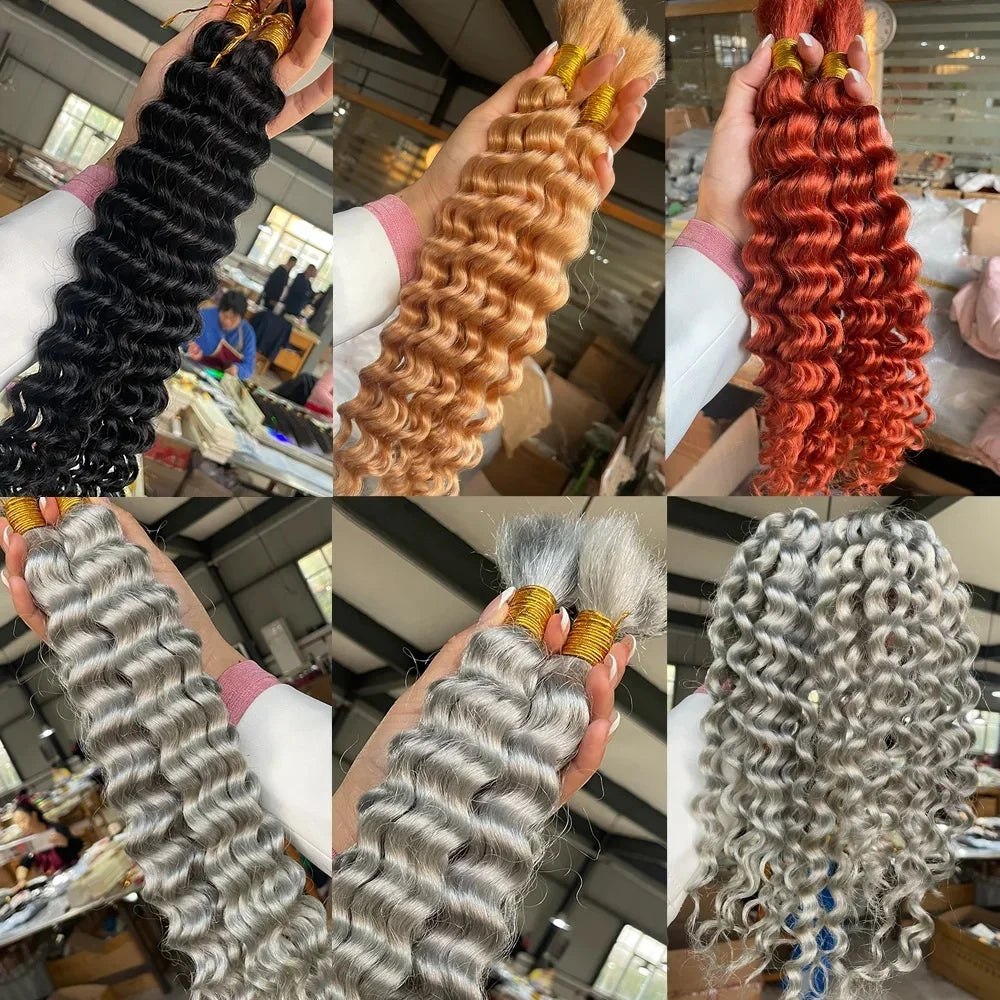 Deep Wave Bulk Human Hair for Braiding Human Braiding Hair Extensions 100g